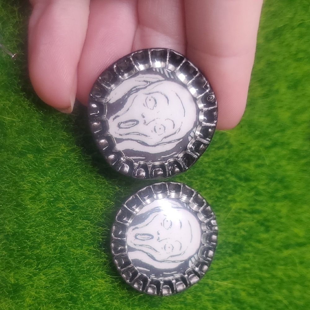 Van Gogh Bottlecap Vintage Earrings E1005